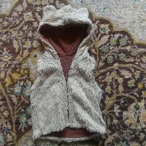 Furry hooded vest with ears